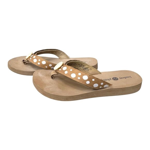 Lindsay Phillips Switchflops Polka Dot Tan Flip Flops Sandals Interchangeable 7 - Picture 2 of 7